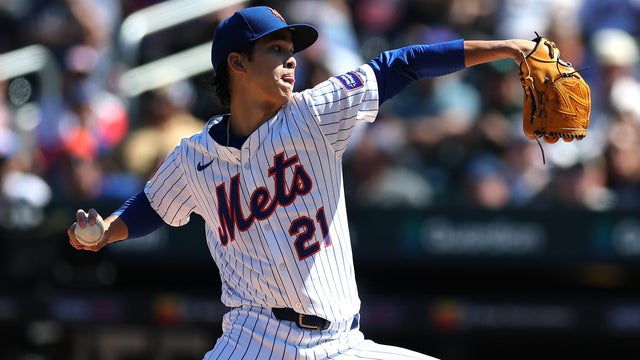 Jonah Tong #21 of the New York Mets pitches during the game against the San Diego Padres at Citi Field on September 18, 2025 in the Queens borough of New York City. 
