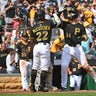 Triolo and Bart both homer to power Pirates to 11-0 victory over Athletics 