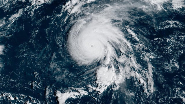 Hurricane Gabrielle is seen in the Atlantic Ocean in a satellite photo captured at 8:40 a.m. EDT, Sept. 22, 2025. 
