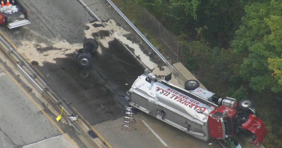Tanker truck overturns, spilling fuel onto Media Bypass in Upper ...