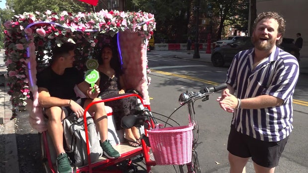 Matchmaker with successful date in pedicab 