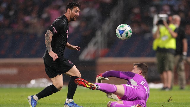Lionel Messi #10 of Inter Miami CF scores the team's second goal during the MLS match between New York City FC and Inter Miami CF at Citi Field on September 24, 2025 in New York City. 