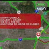 Westbound 10 Freeway transition to 110 Freeway in downtown LA closed after crash 