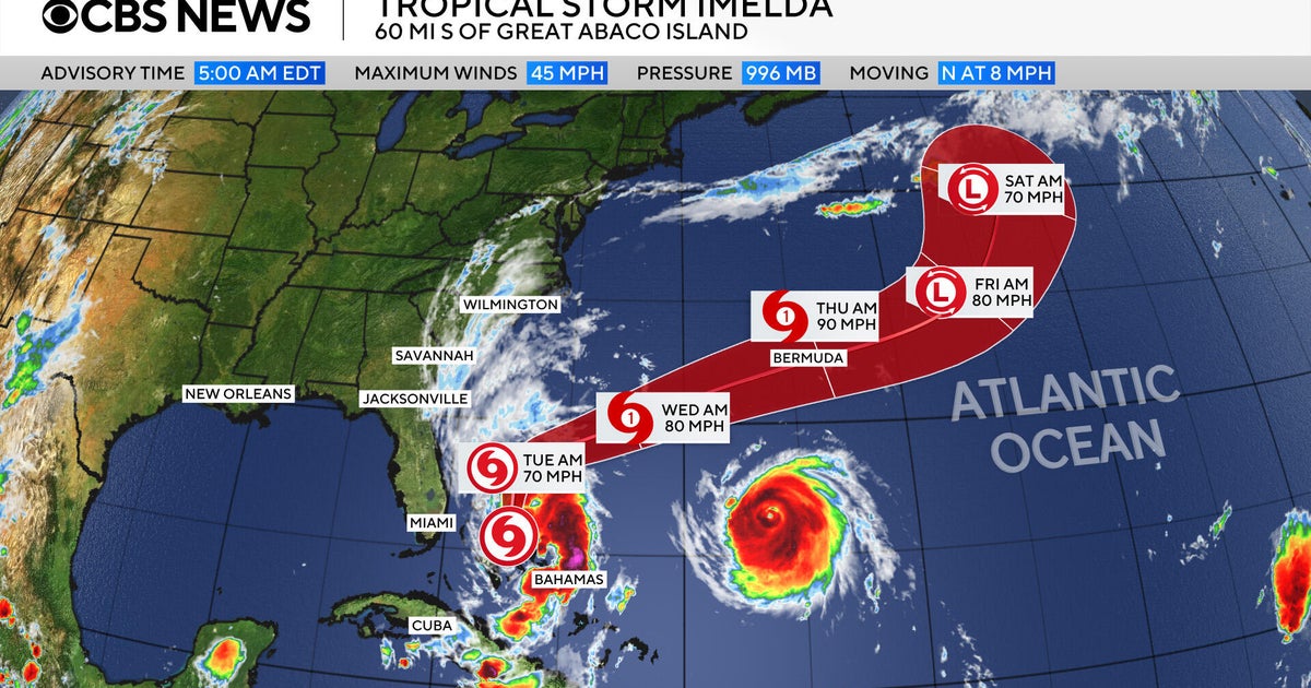 Maps showing Tropical Storm Melda method as forecasting to be a storm
