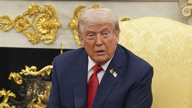 President Trump answers questions from the press in the Oval Office of the White House in Washington, D.C., on Sept. 25, 2025. 