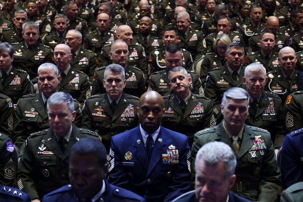 President Trump And Pete Hegseth Address U.S. Senior Military Leaders At Quantico 