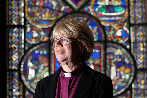 Archbishop of Canterbury-designate Sarah Mullally poses inside Canterbury Cathedral, in Canterbury, England, Oct. 3, 2025. 