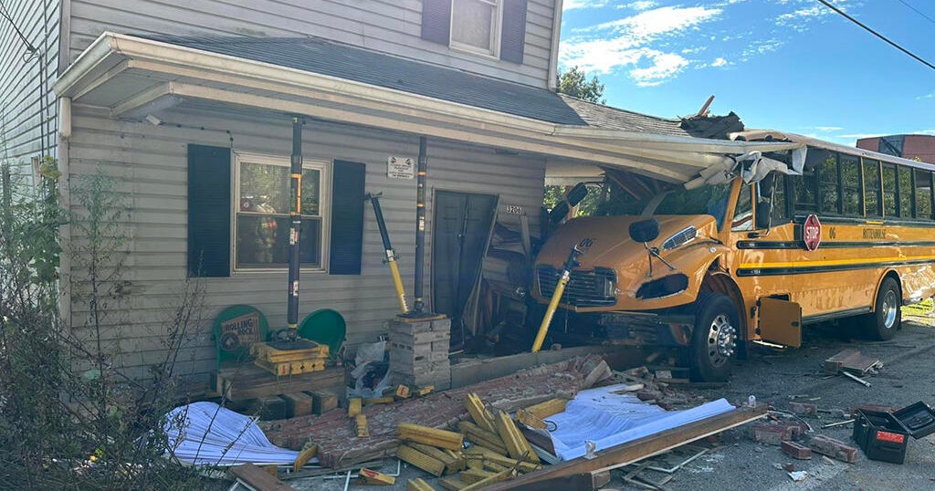 School bus crashes through front of Forward Township home - CBS Pittsburgh