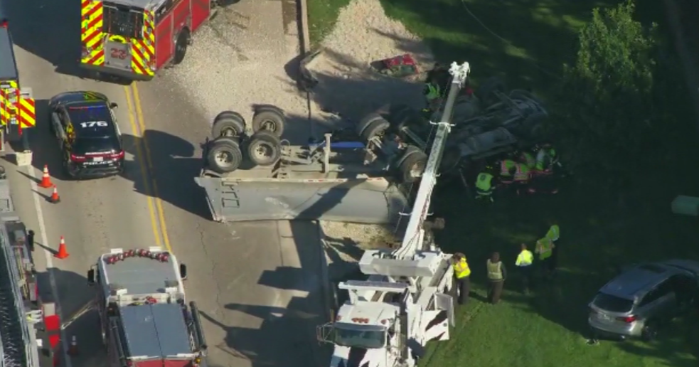 Driver extracted from dump truck following rollover crash in Barrington ...