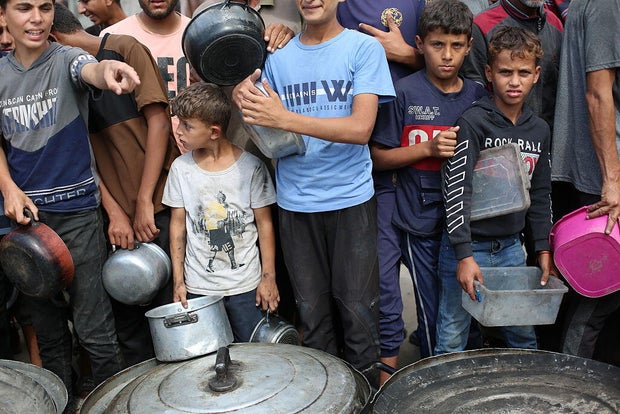 Food distributed to Palestinians fighting hunger in Gaza