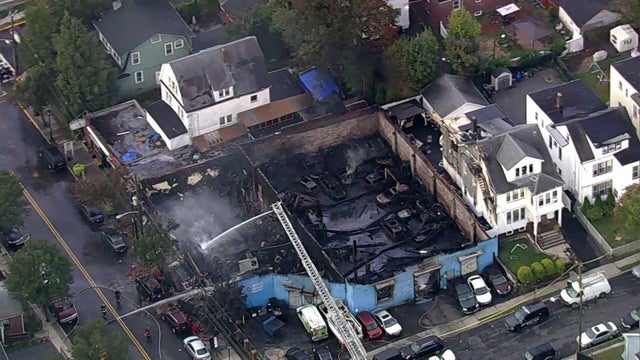 Aerial view of fire in Hillside, New Jersey 