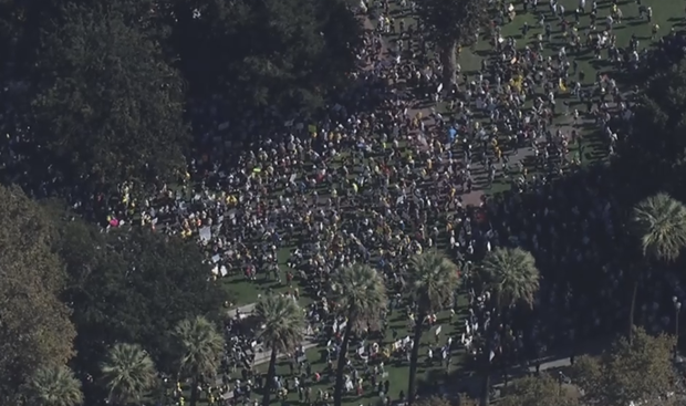 St. James Park San Jose "No Kings" protest 