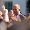 Senate Majority Leader John Thune of South Dakota, center, speaks with reporters alongside other Republican senators after a meeting with President Trump at the White House in Washington, D.C., on Oct. 21, 2025. 