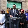 New York City mayoral candidate Zohran Mamdani speaks about Islamophobia outside of the Islamic Cultural Center of the Bronx in New York City on October 24, 2025, New Yorkers will cast their votes for mayor on November 4, 2025. 