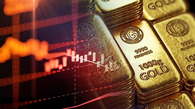 stack of  shiny gold bars on financial gold price graph  3d illustration 