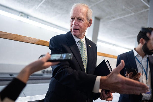 Sen. Ron Johnson of Wisconsin is seen during votes at the U.S. Capitol in Washington, D.C., on Oct. 23, 2025.