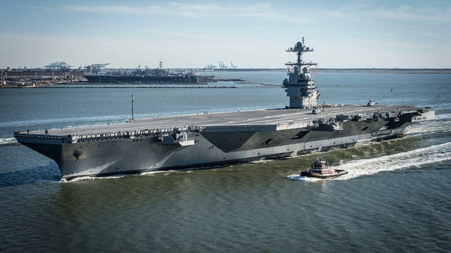 The USS Gerald R. Ford in Newport News, Virginia, on April 8, 2017. 