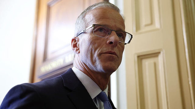 Senate Majority Leader John Thune of South Dakota speaks to reporters at the U.S. Capitol in Washington, D.C., on Oct. 27, 2025.