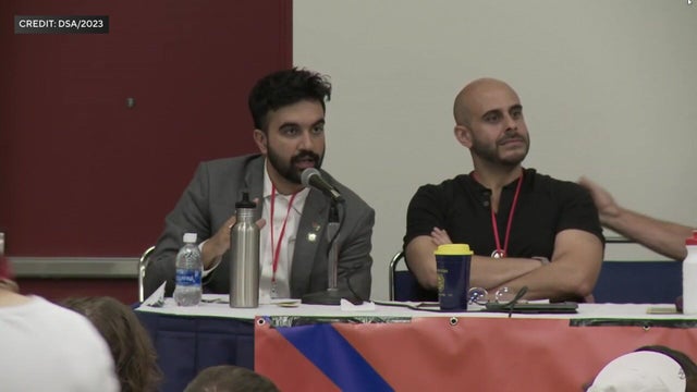 Zohran Mamdani speaks on a Democratic Socialists of America panel in 2023