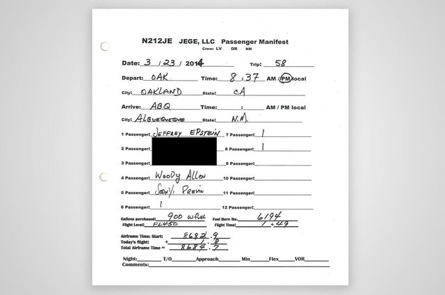 Jeffrey Epstein flight log