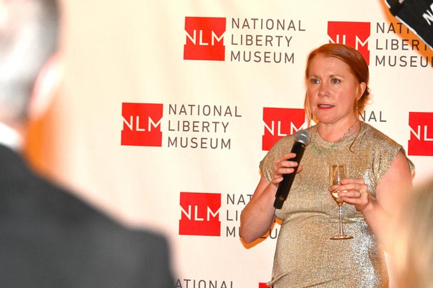 People pose for photos at the 2026 gala for the National Liberty Museum