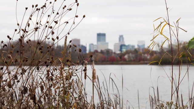 Minneapolis skyline with lake 