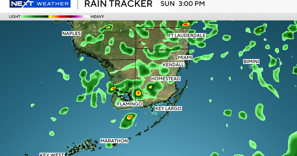 Rain showers moving into South Florida late Sunday afternoon and evening