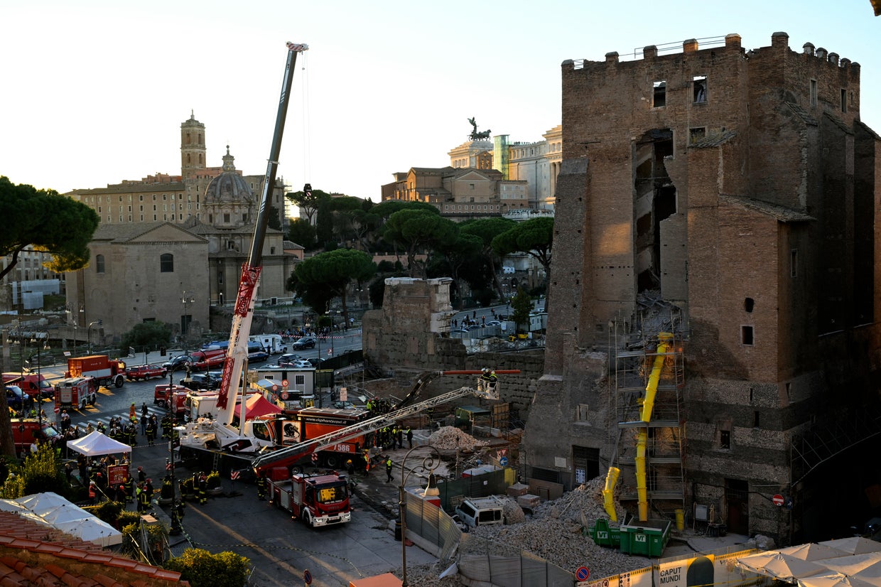 Worker dies after Rome's medieval Torre dei Conti tower partially ...