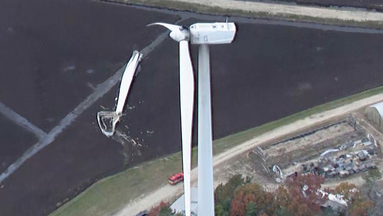 Wind turbine blade breaks off in Plymouth, Massachusetts, lands in ...