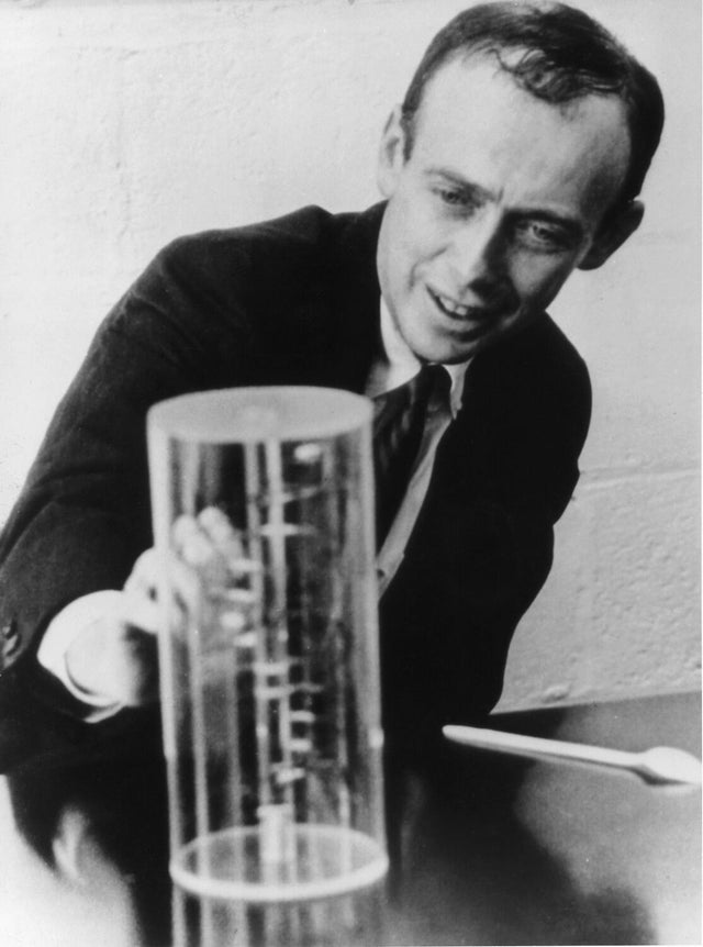 James Watson Watching A Dna Model 
