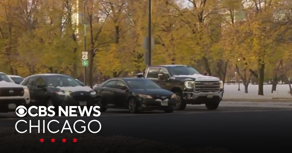 Road conditions after snowfall in downtown Chicago, Northwest Indiana