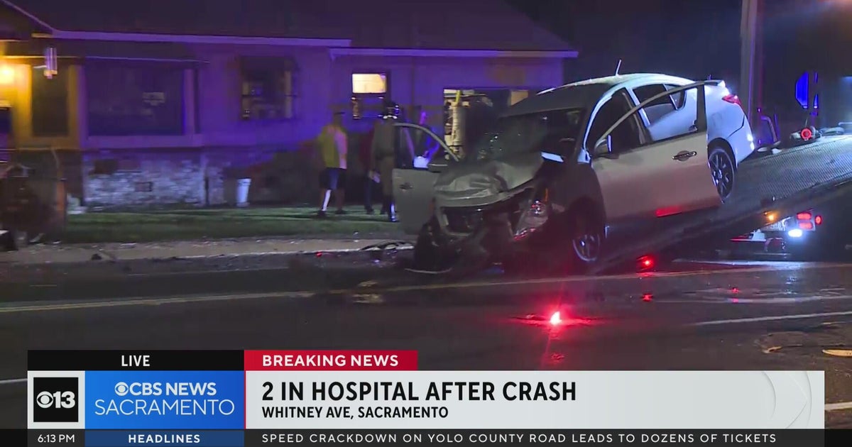 2 hospitalized after crash on Whitney Avenue in Sacramento