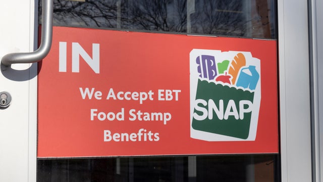 SNAP and EBT Accepted here sign. SNAP and Food Stamps provide nutrition benefits to supplement the budgets of disadvantaged families. 