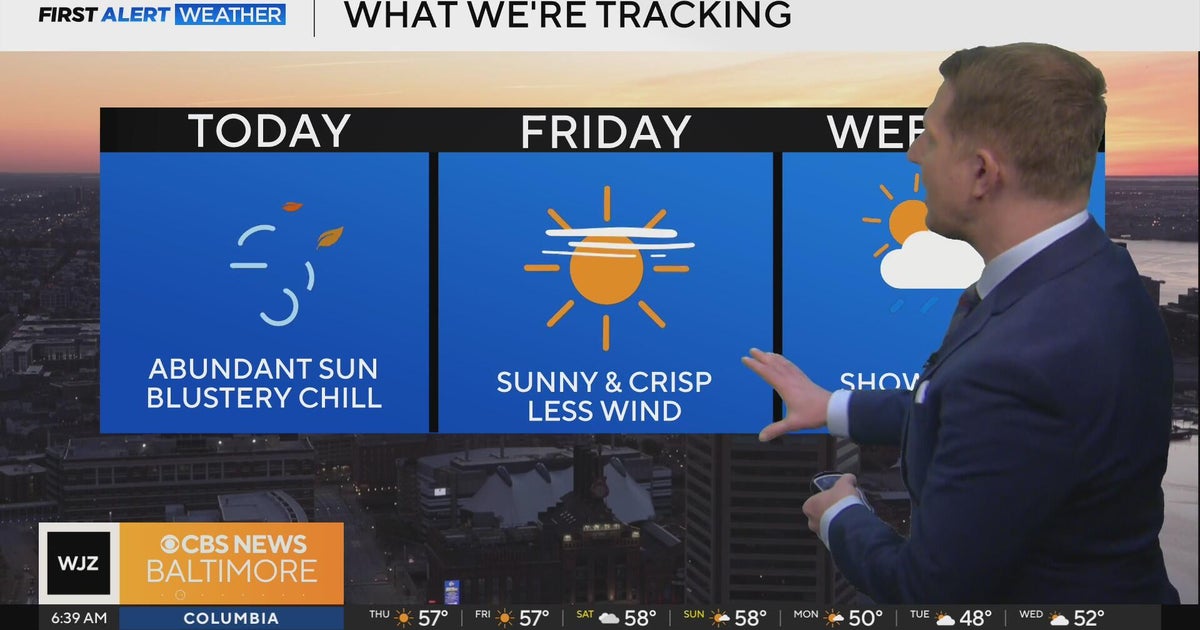 Sunny with a blustery chill across Maryland Thursday