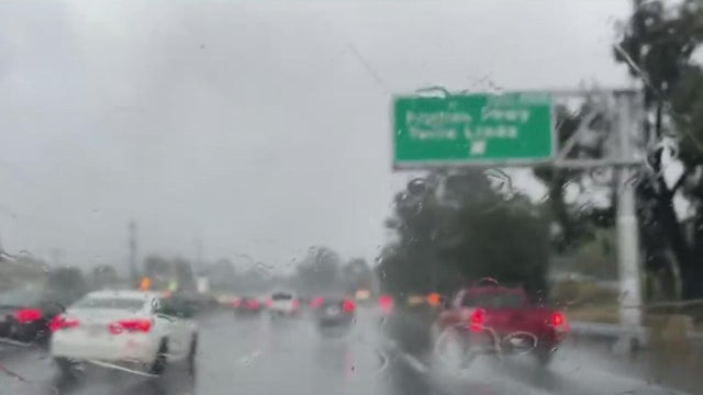 Wet umbrella in the rain 
