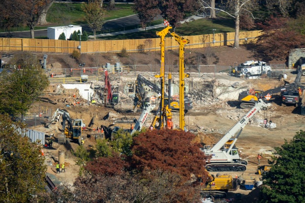Construction Continues On East Side Of White House Complex