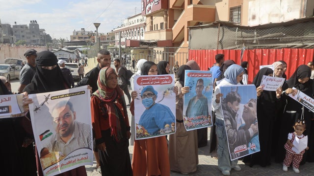 Families of detained Palestinian medical workers protest in Khan Yunis 