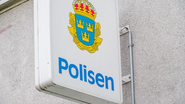 The police station signage in Stockholm Sweden 