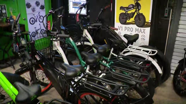 E-bikes in an e-bike store 