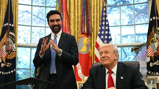 President Trump meets with New York Mayor-elect Zohran Mamdani in the Oval Office at the White House in Washington, D.C., on Nov. 21, 2025. 