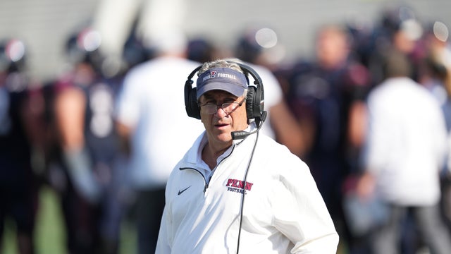 Penn Quakers head coach Ray Priore looks on during the game between Dartmouth Big Green and the Pennsylvania Quakers on October 4, 2025 at Franklin Field 