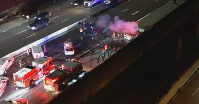 Woman killed after vehicle catches fire following crash on Parkway East ...