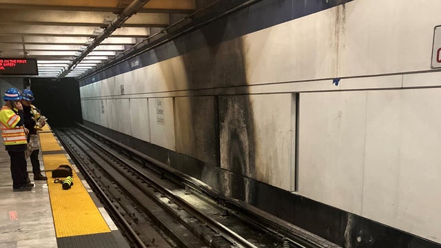 BART train arrives at Powell Station 