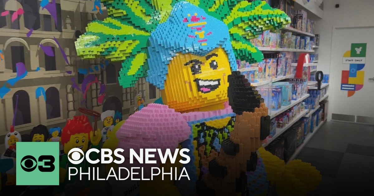 New LEGO store opens at Philadelphia International Airport, featuring Mummer made of Lego bricks