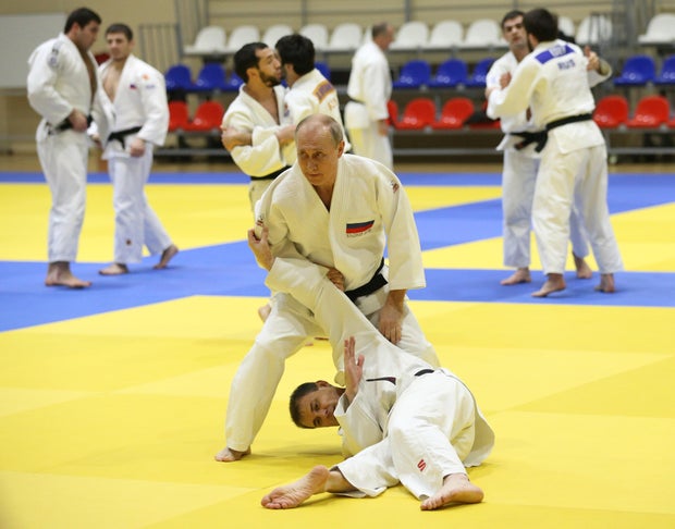 Russian President Vladimir Putin attends judo trainings in Sochi 
