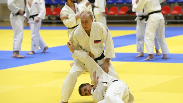 Russian President Vladimir Putin attends judo trainings in Sochi 