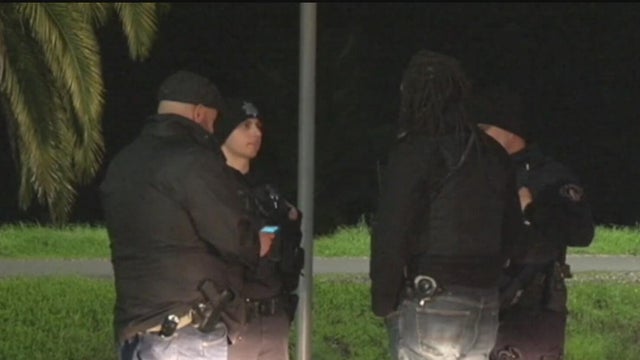 Police car with bright lights and siren 