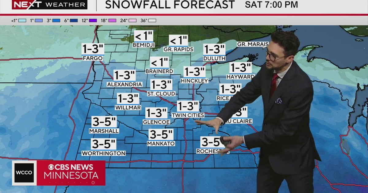 Areas of southern Minnesota could see up to 10 inches of snow Saturday