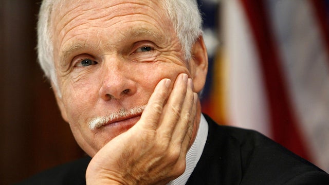 Ted Turner prepares to deliver remarks at the National Press Club, Oct. 9, 2006, in Washington, D.C. 