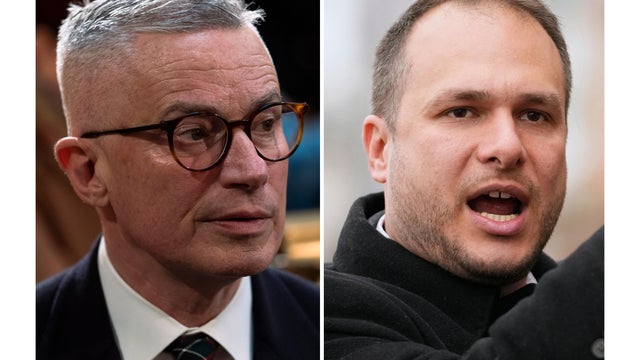 This combination image shows Jim McGreevey, left, in Trenton, N.J., Jan. 10, 2023, and James Solomon, Nov. 25, 2025, in Jersey City, N.J. 